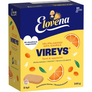 Elovena Love 8x30g vitality sea buckthorn & orange whole grain snack cookie