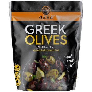Gaea Olive Mix Pitted Basil-Lemon Marinade 150g