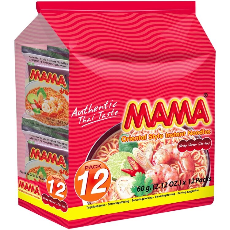Mama 12-pack Eastern Style Shrimp Flavored Noodles 12x60g