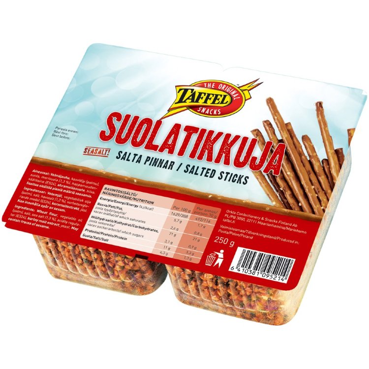 Taffel salted sticks baked snacks 250g