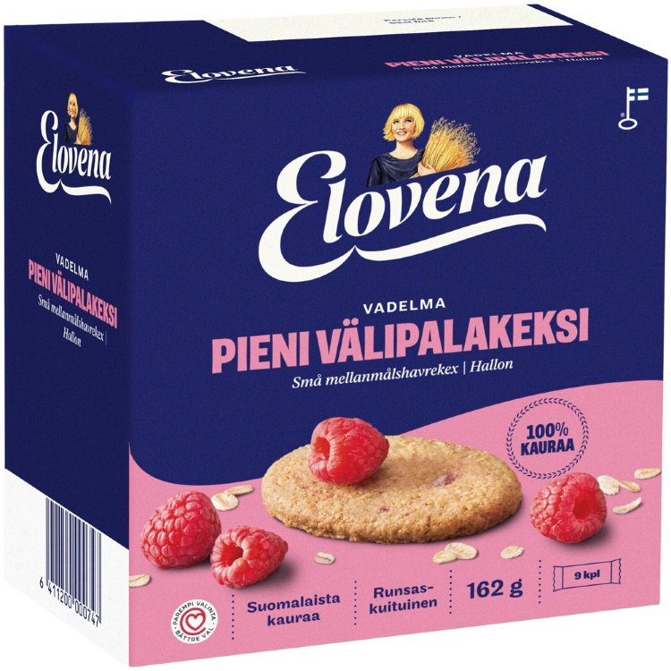 Elovena 9x18g Raspberry Small Snack Biscuit 100% Oats