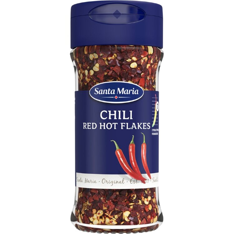 Santa Maria Red Hot Chili Flakes, Fiery Crushed Chili Mix, 28 g