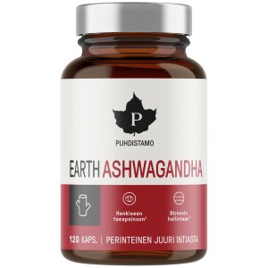 Puhdistamo Earth Ashwagandha 120 capsules.