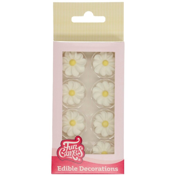 FunCakes Edible Decoration, White Daisy 16 pcs
