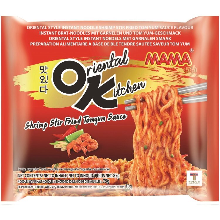 Mama OK Stir Fry Shrimp Flavored Noodles Tom Yum Sauce 85g