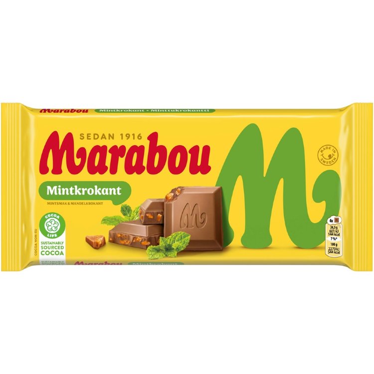 Marabou Mintkrokant Chocolate Bar 200g