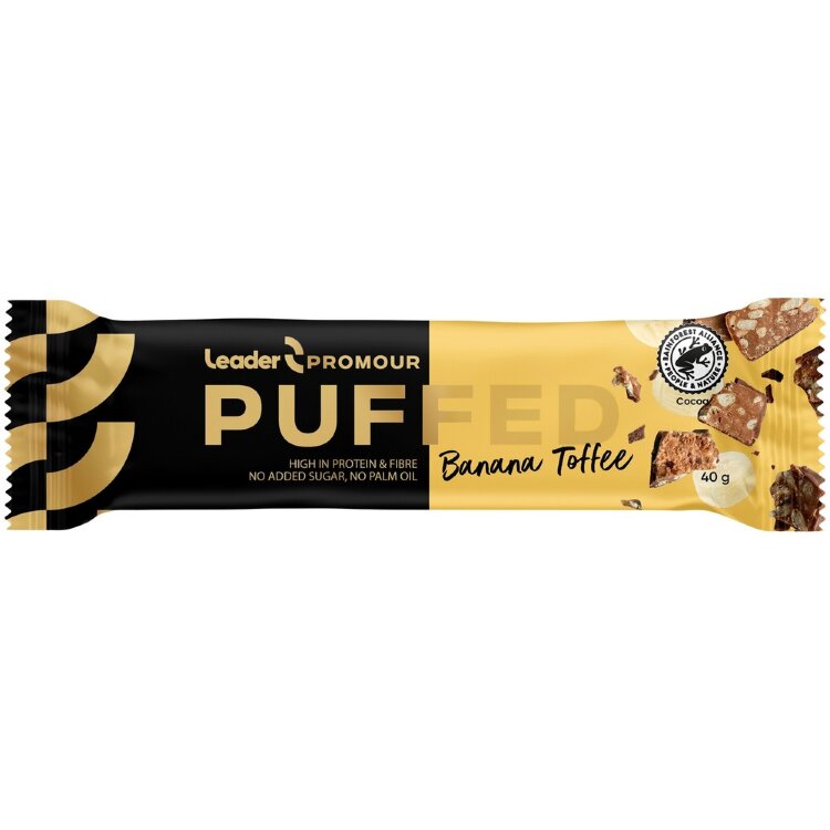 Leader Promour Puffed Banana-Toffee Banana And Toffee Flavored Rice Chocolate Protein Bar 40 G