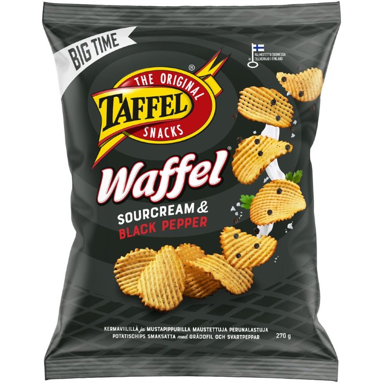 Taffel Waffel sourcream & black pepper flavored chips 270g