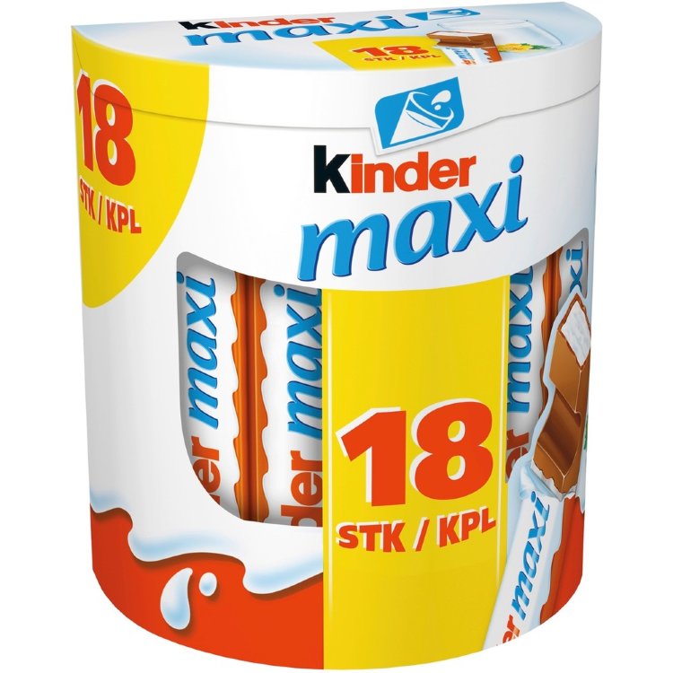 Kinder Maxi Milk Chocolate with Milky Filling 378g (18pcs)