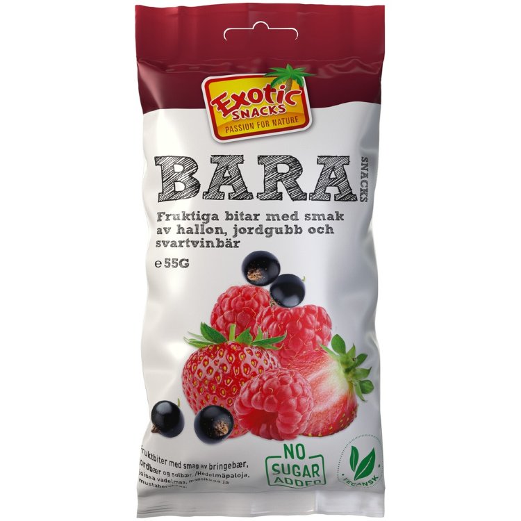 Exotic Snacks BARA Fruit Pieces with Strawberry & Raspberry & Blackcurrant 55g