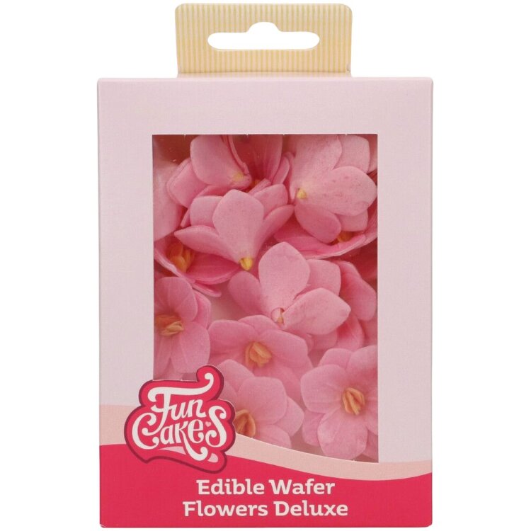 FunCakes Edible Waffle Flowers, Hortensia Pink 18 pcs
