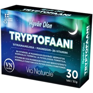 Hyvän Olon Tryptophan, Lemon Balm-Magnesium+B6 Vitamin 30 tablets Via Naturale