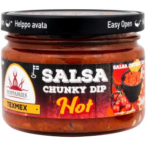 Poppamies Texmex Salsa Chunky Dip Hot Spicy Salsa Sauce 260g