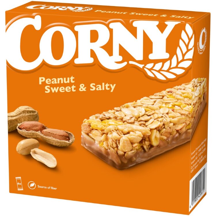 Corny Peanut Sweet & Salty Snack Bar 6x25g