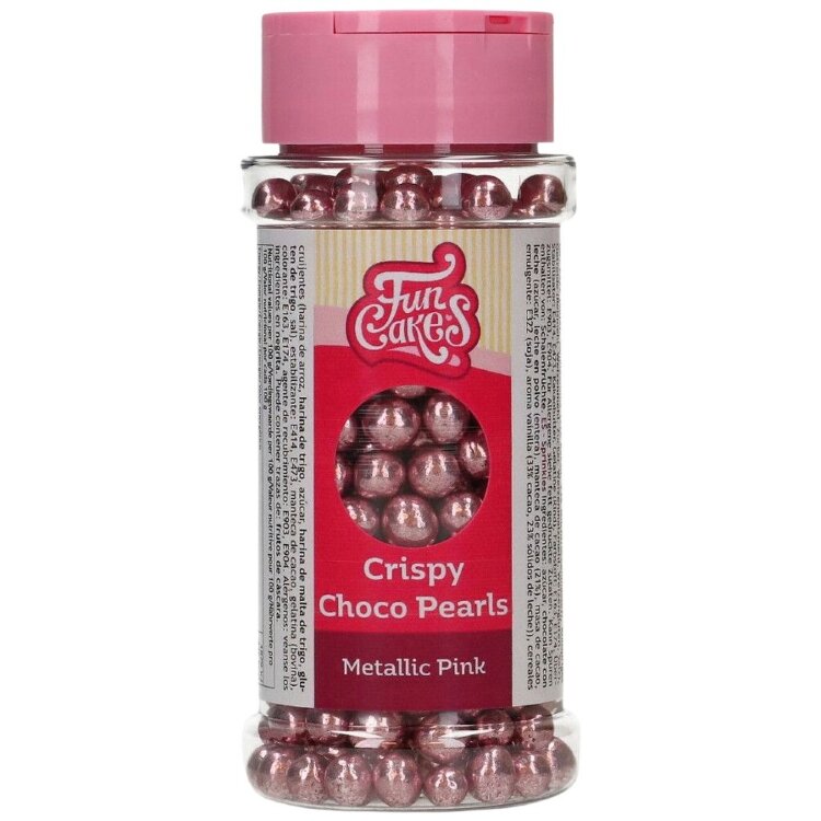 FunCakes Chocolate Pearls, Metallic Shine Pink 60g
