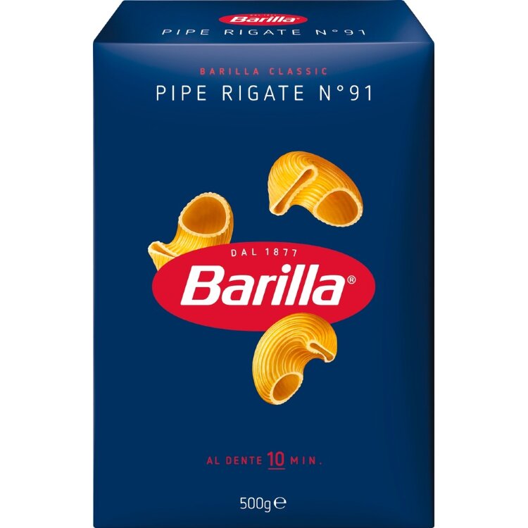 Barilla Pipe Rigate no. 91 Pasta Made From Durum Wheat 500g