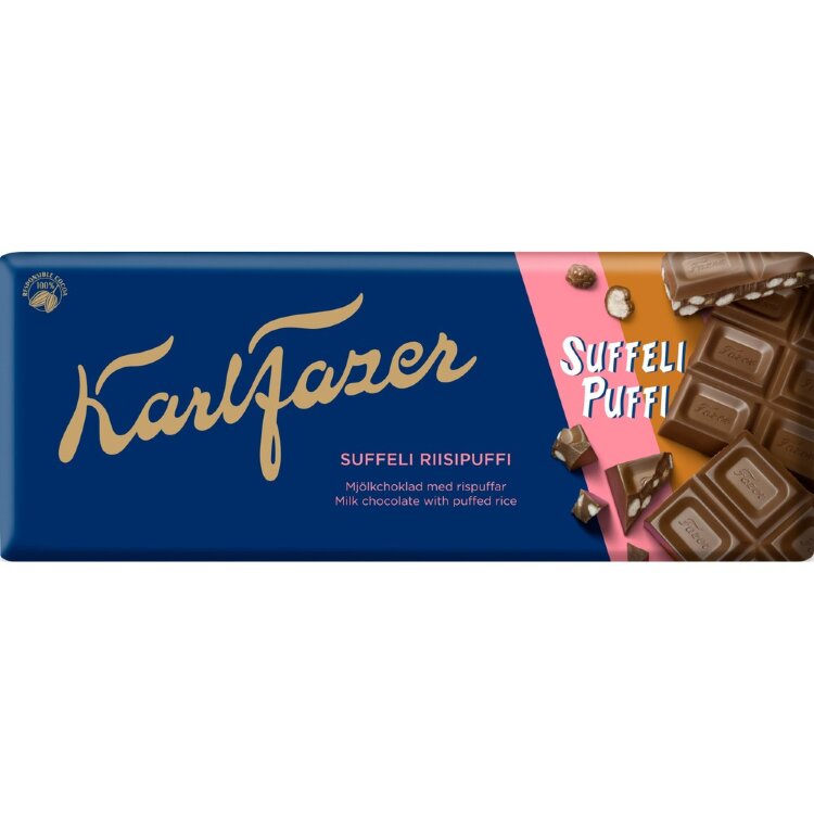 Karl Fazer Suffeli Rice Puff Chocolate Bar 185g