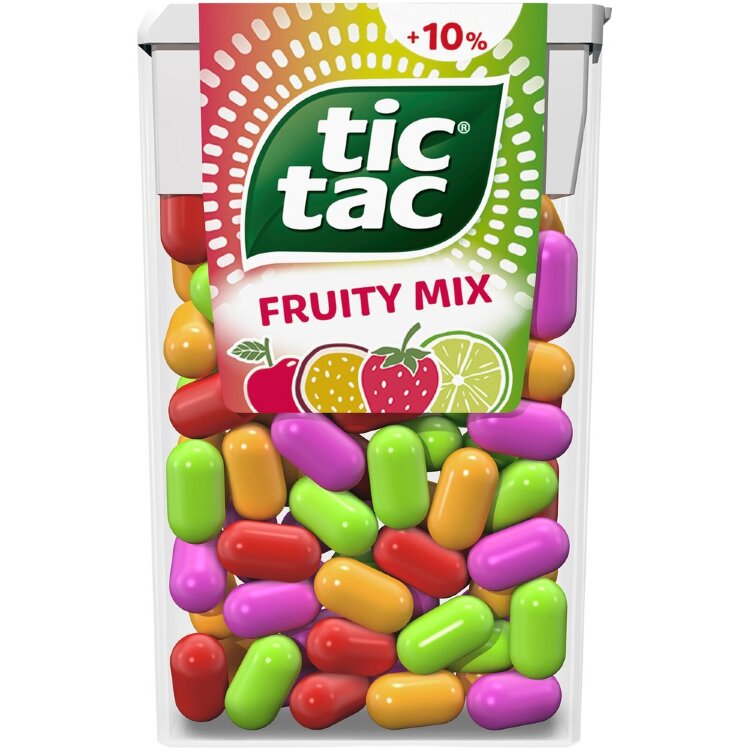 Tic Tac 54g Fruit-Flavored Lozenges In Flavors Cherry, Passion Fruit, Lemon-Lime, Strawberry-Mint.