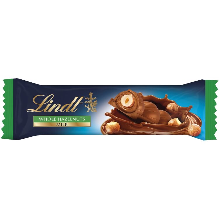 Lindt Milk Chocolate Bar with Hazelnut Filling and Whole Hazelnuts 35g