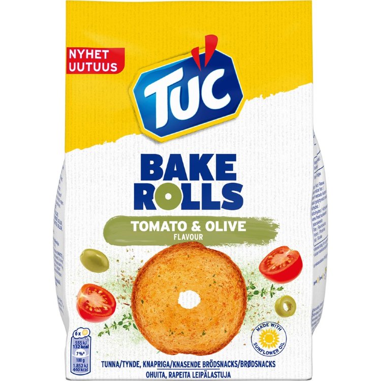 TUC Bake Rolls Tomato Olives Bread Chips 150g