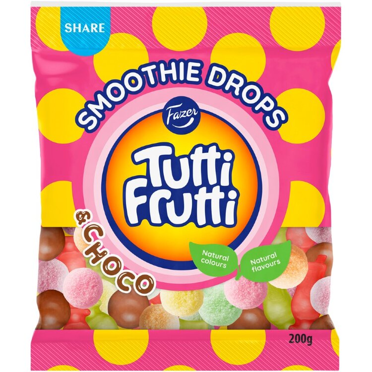 Fazer Tutti Frutti Smoothie Drops Candy Bag 200g