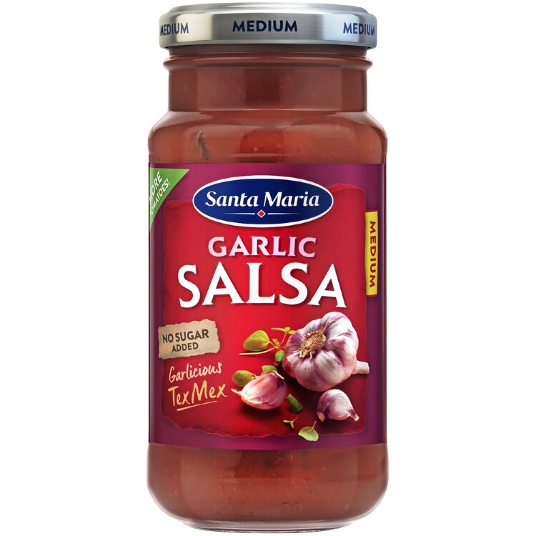 Santa Maria Garlic Salsa Medium Garlic Flavored Salsa Sauce 230 g
