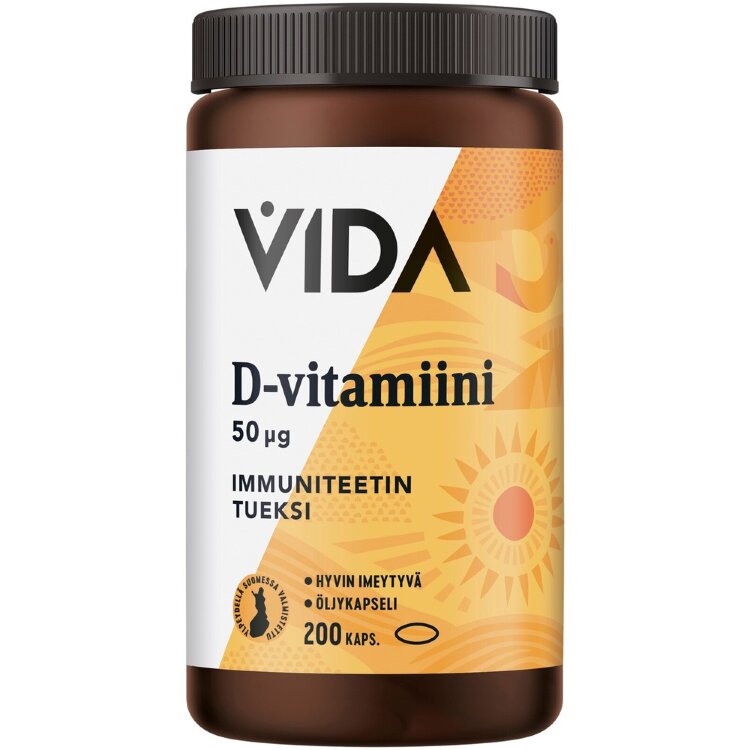 Vida D-vitamin Preparation D-vitamin 50 µg 200 Capsules / 79 g