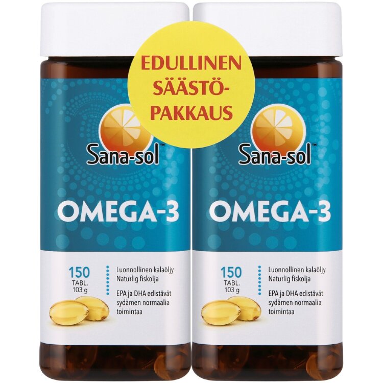 Sana-sol Omega-3 Natural Fish Oil Omega-3 Fatty Acid Capsule Dietary Supplement 2x150caps