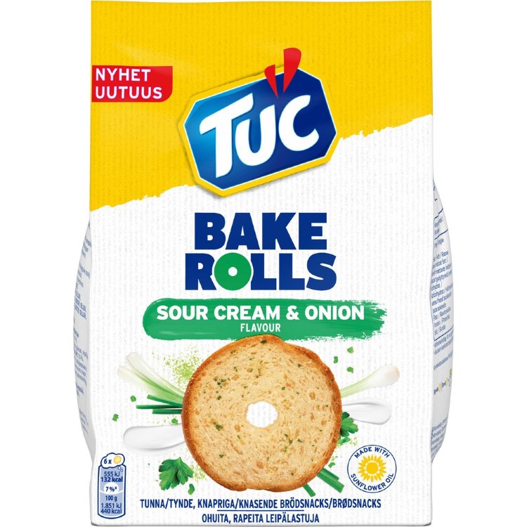 TUC Bake Rolls Sour Cream & Onion Bread Chips 150g