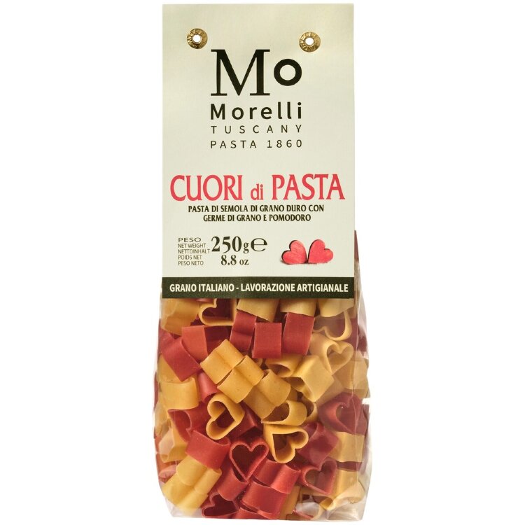 Morelli Patterned Pasta Tomato And Wheat Germ Hearts 250 g