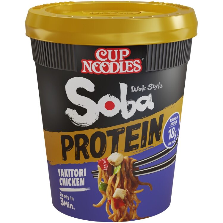 Nissin Soba Cup Protein Yakitori Chicken 90g, Instant Noodle
