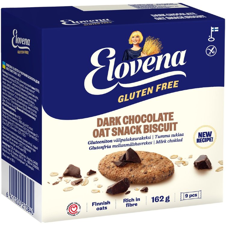 Elovena 9x18g Gluten-Free Dark Chocolate Snack Oat Cookie