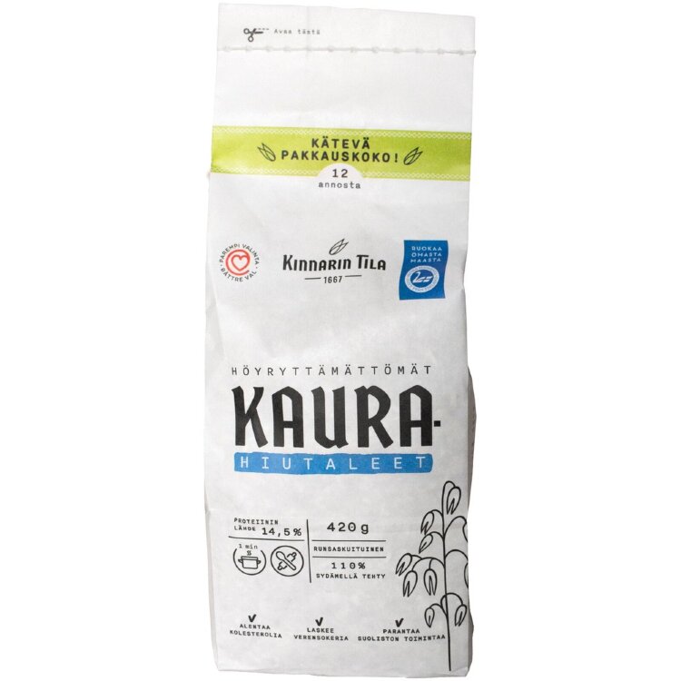 Kinnarin Farm Untreated Whole Grain Oat Flakes 420 g