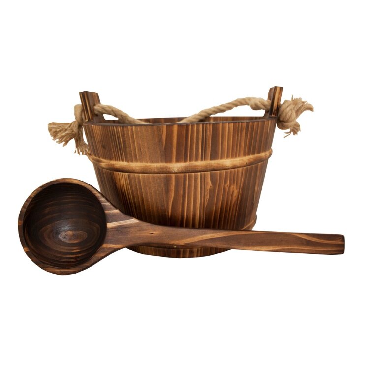 Emendo Burnt Rope Bucket And Ladle