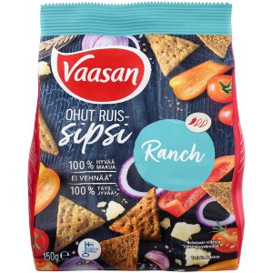 Vaasan Rye Chips Ranch 150g