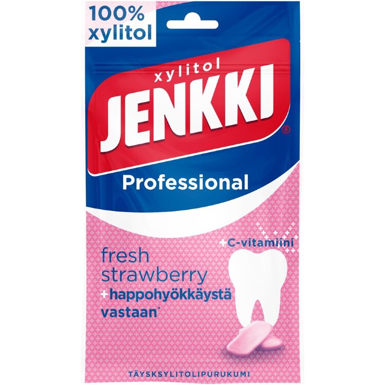 Jenkki Professional Fresh Strawberry +C Fully Xylitol Chewing Gum 90g