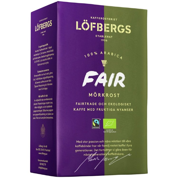 Löfbergs Fair Dark Roast Coffee 450g Fair Trade Organic