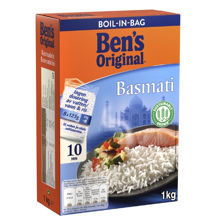 Ben's Original Basmati Rice Cooking Bags 8x125g