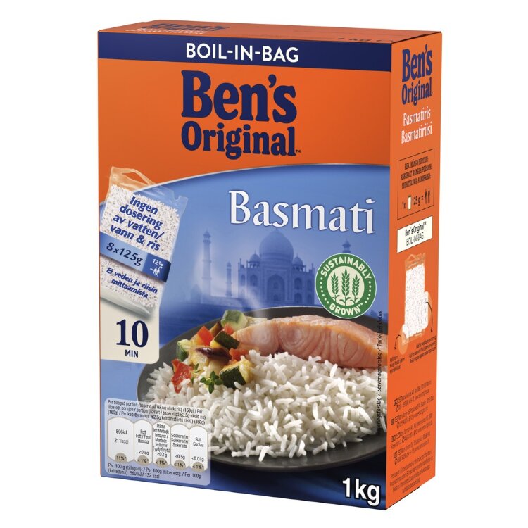 Ben's Original Basmati Rice Cooking Bags 8x125g