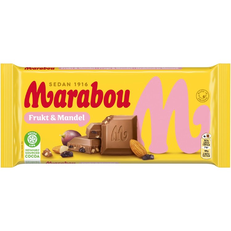 Marabou Fruit & Almond Chocolate Bar 200g