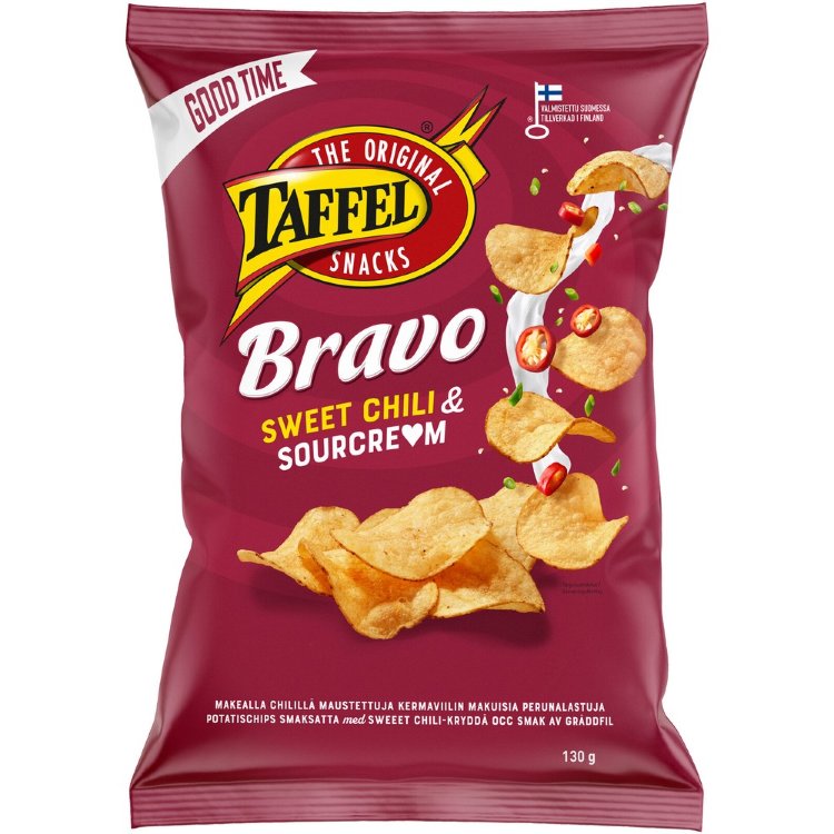 Taffel Bravo sourcream & sweet chili flavored chips 130g
