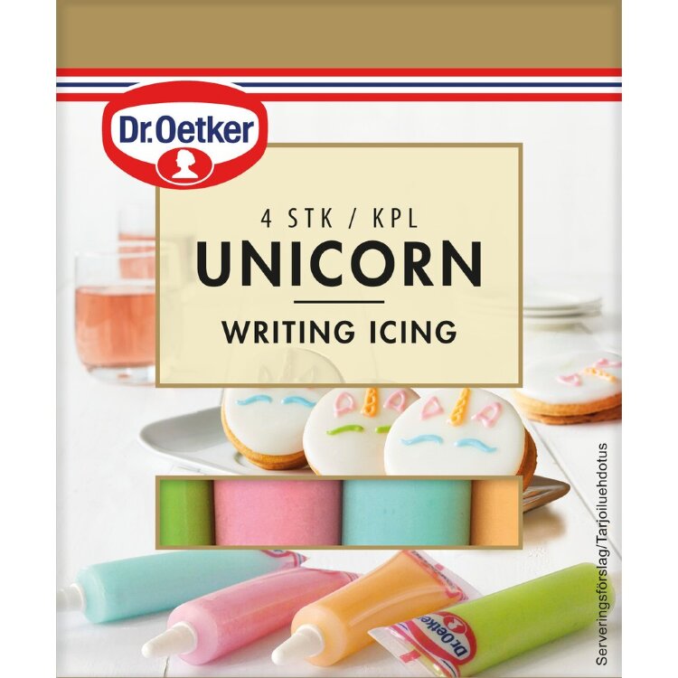 Dr. Oetker Unicorn Writing Icing 4 pcs 76g - decorating gels
