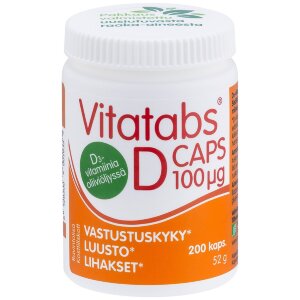 Vitatabs D-Caps 100 D3 Vitamin Capsule 200 Caps