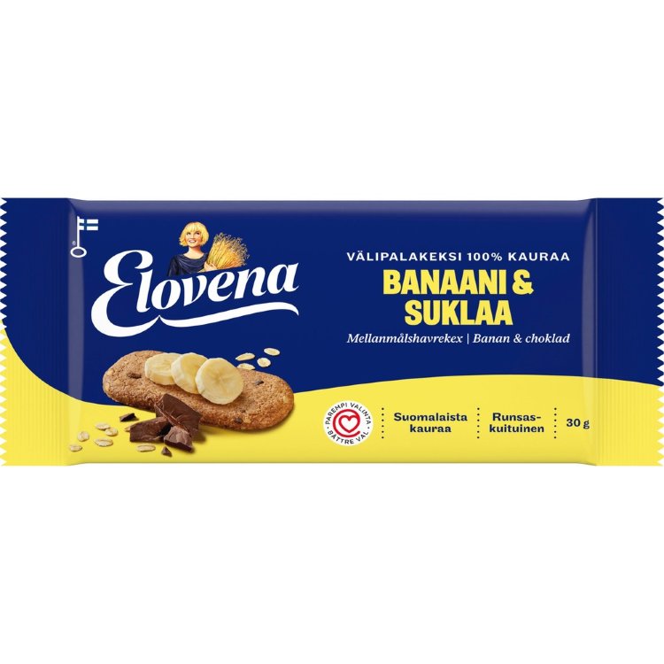 Elovena 30g Banana & Chocolate Whole Grain Snack Biscuit 100% Oats