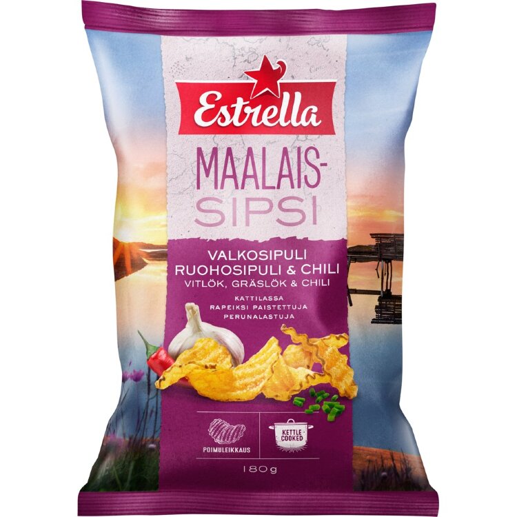 Estrella Country Chips Garlic, Chive & Chili 180g