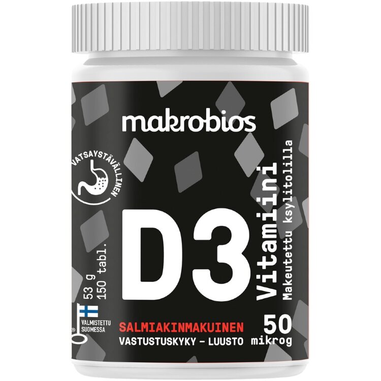 Makrobios D3-Vitamin Salmiak 50mcg 150 Tablets 53g