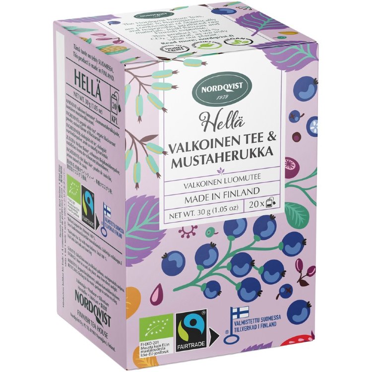 Nordqvist Gentle White Tea & Blackcurrant 20x1.5g Organic & Fair Trade