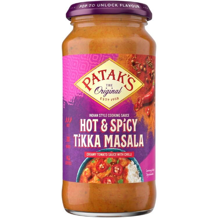 Patak's Tikka Masala Hot and Spicy Curry Sauce 450g