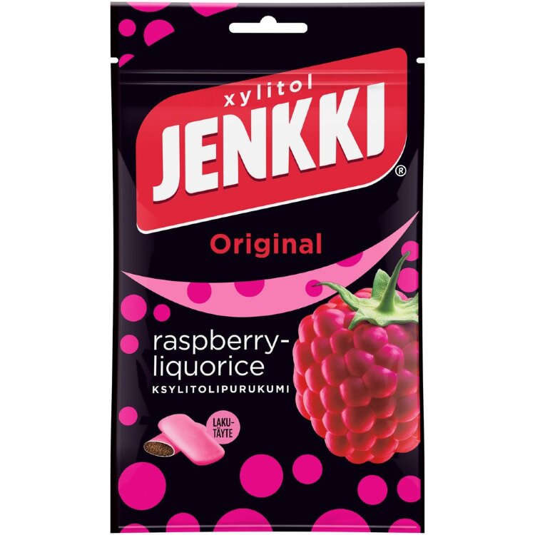 Jenkki Original Raspberry-Liquorice ksylitolipurukumi 100g