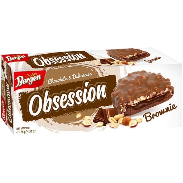 Bergen Obsession Chocolate Coated Filled Cookie Brownie 128 g